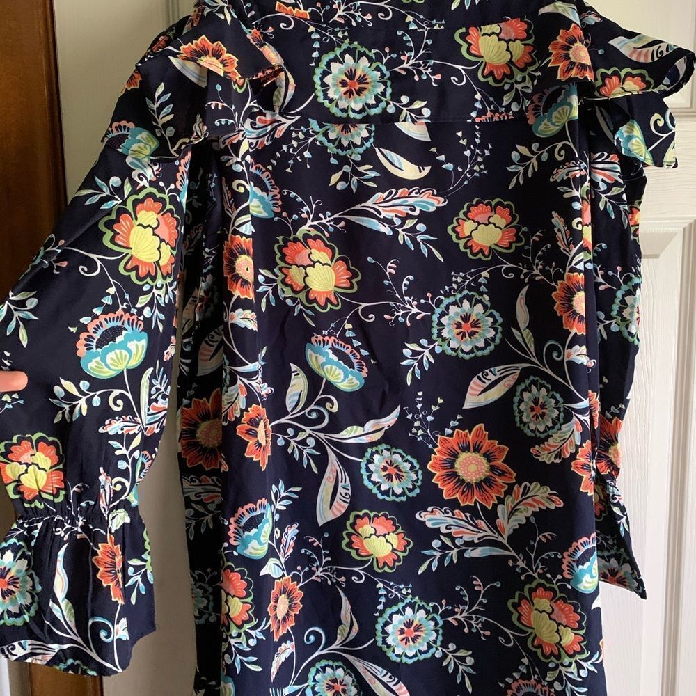 AX Paris Plus Floral Cold Shoulder Ruffle Dress - Picture 2 of 2